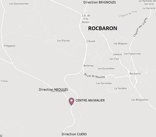 EN VENANT DE TOULON :
nous sommes situés à 2 km 500 avant le rond point de ROCBARON ( ZI )
en bas du col de la bigue, à l 'intersection de la route de NEOULES (à gauche)

EN VENANT DE BRIGNOLES :
nous sommes situés à 2 km 500 du rond point de ROCBARON ( ZI ) en allant direction TOULON